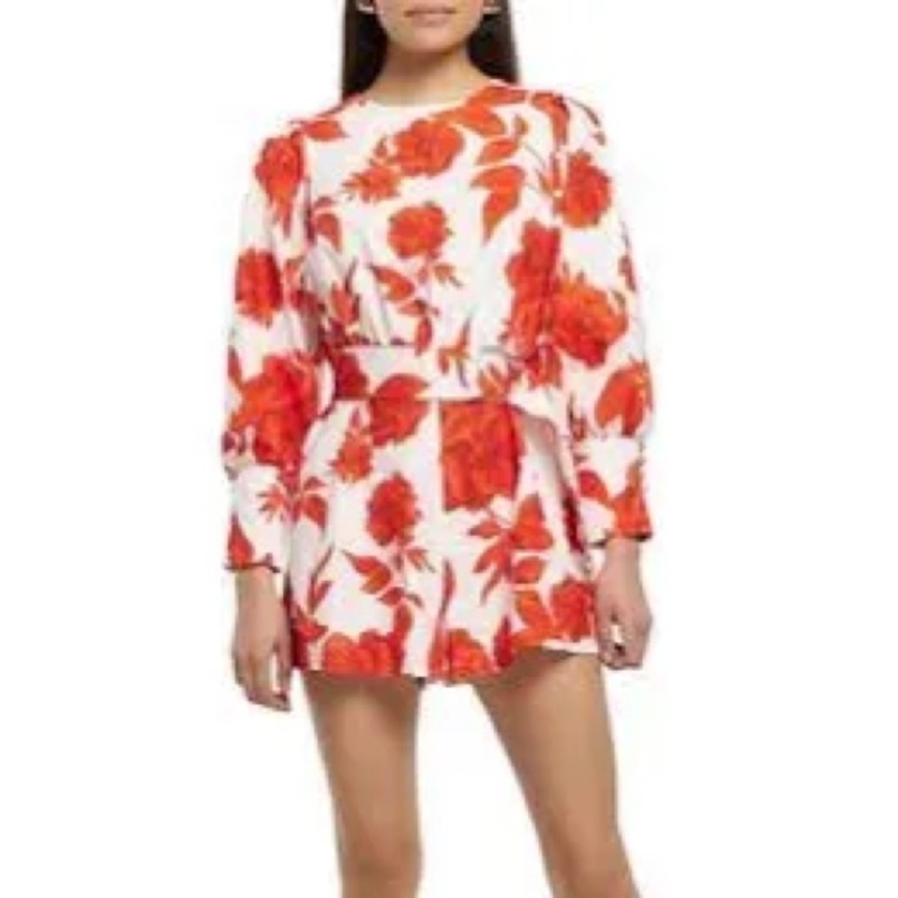 River Island floral red and cream romper